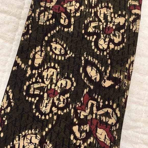 VAN HEUSEN 100% silk neck tie 417 Authentic Neckwear men’s neck tie green cream - Picture 4 of 10